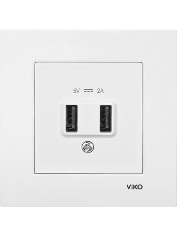 Viko Karre Beyaz İkili USB Şarj Prizi 5V-2A + Çerçeve  90967001