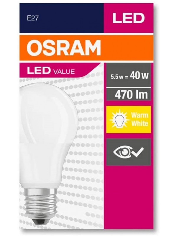 OSRAM LED Value 5.5W E27 Led Ampul 2700K Sarı Işık