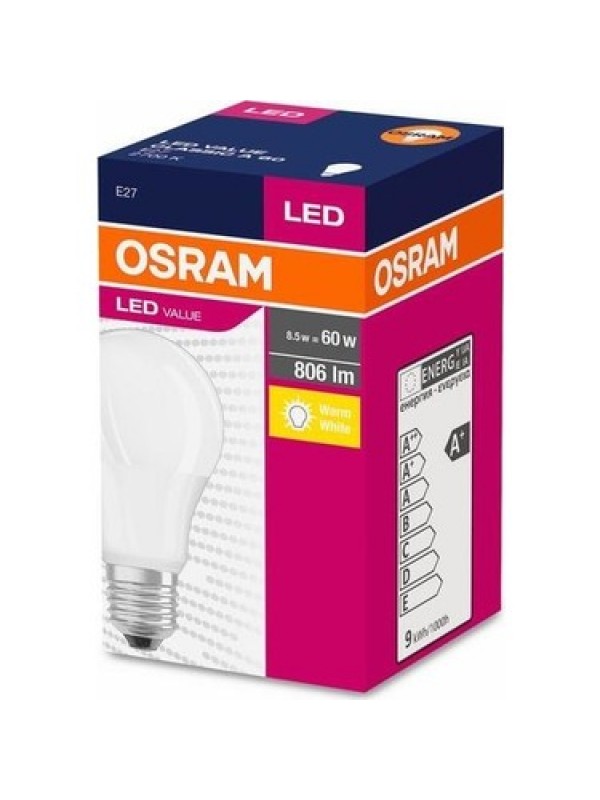 OSRAM LED Value 8.5W E27 Led Ampul 2700K Sarı Işık