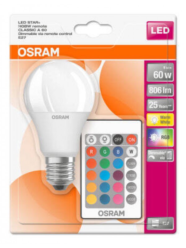 OSRAM RGB+W  RENKLİ KUMANDALI 9W LED AMPUL E27